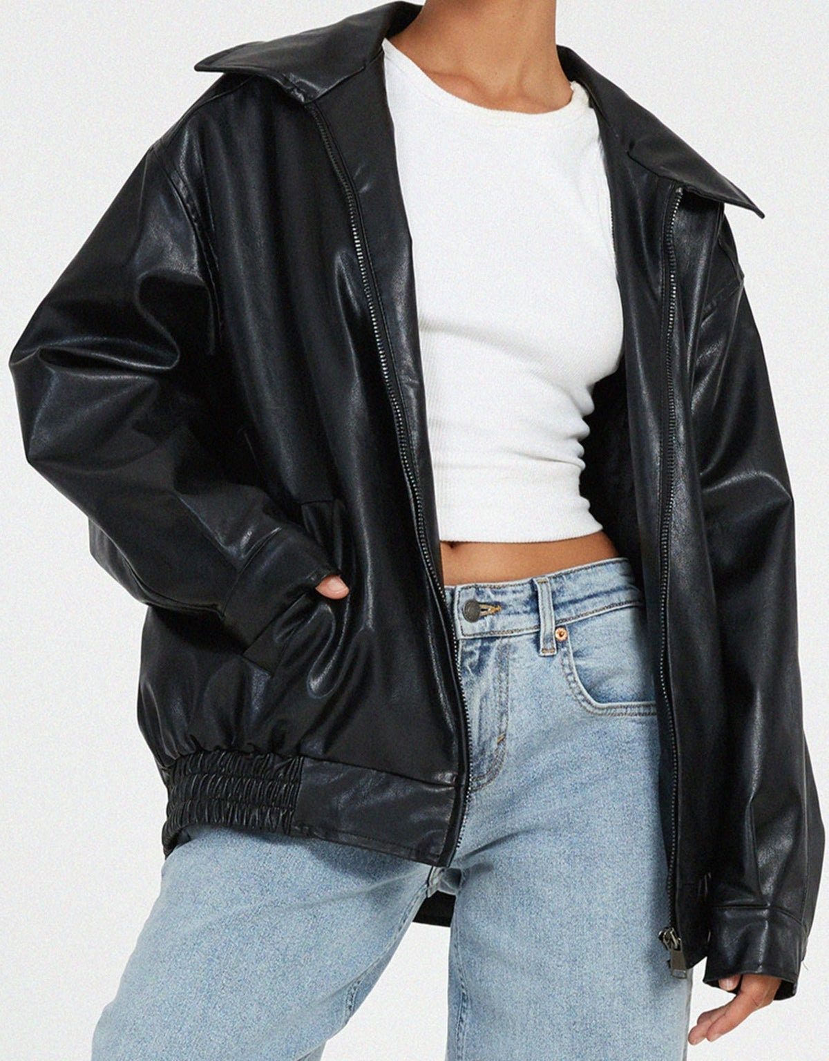 Sophia | Oversized Faux Leather Jacket