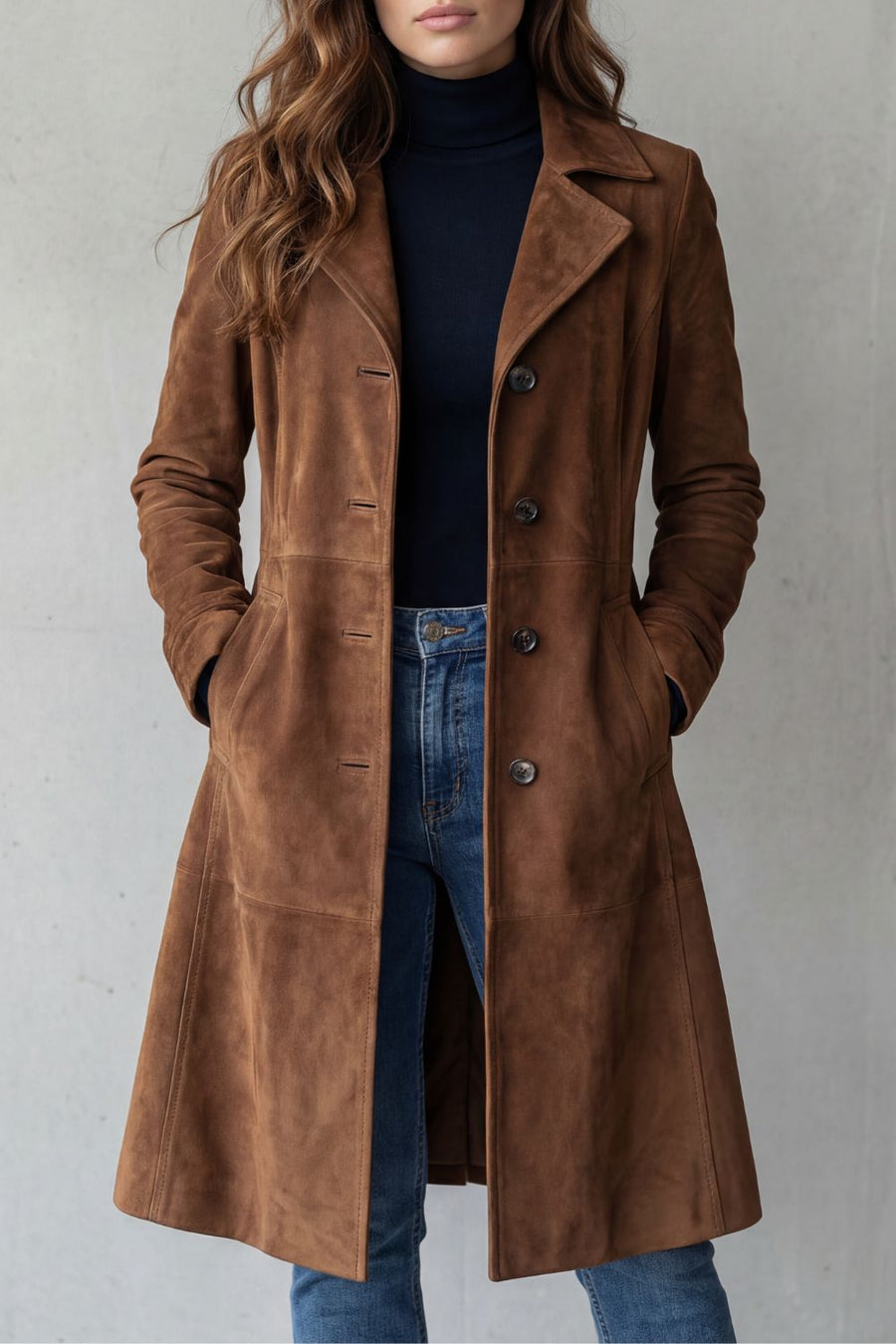Diana | Vintage Suede-Finish Long Coat