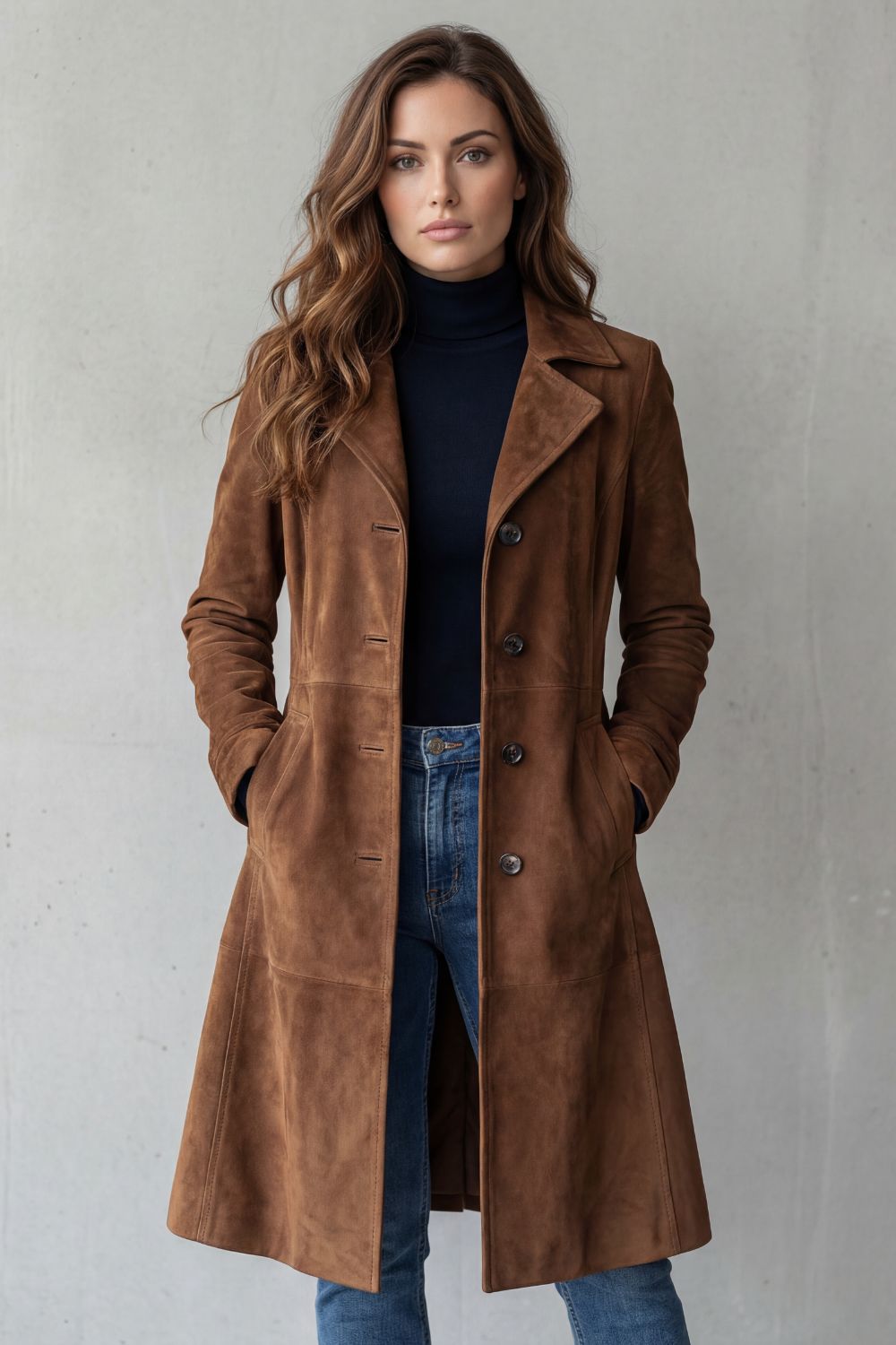 Diana | Vintage Suede-Finish Long Coat