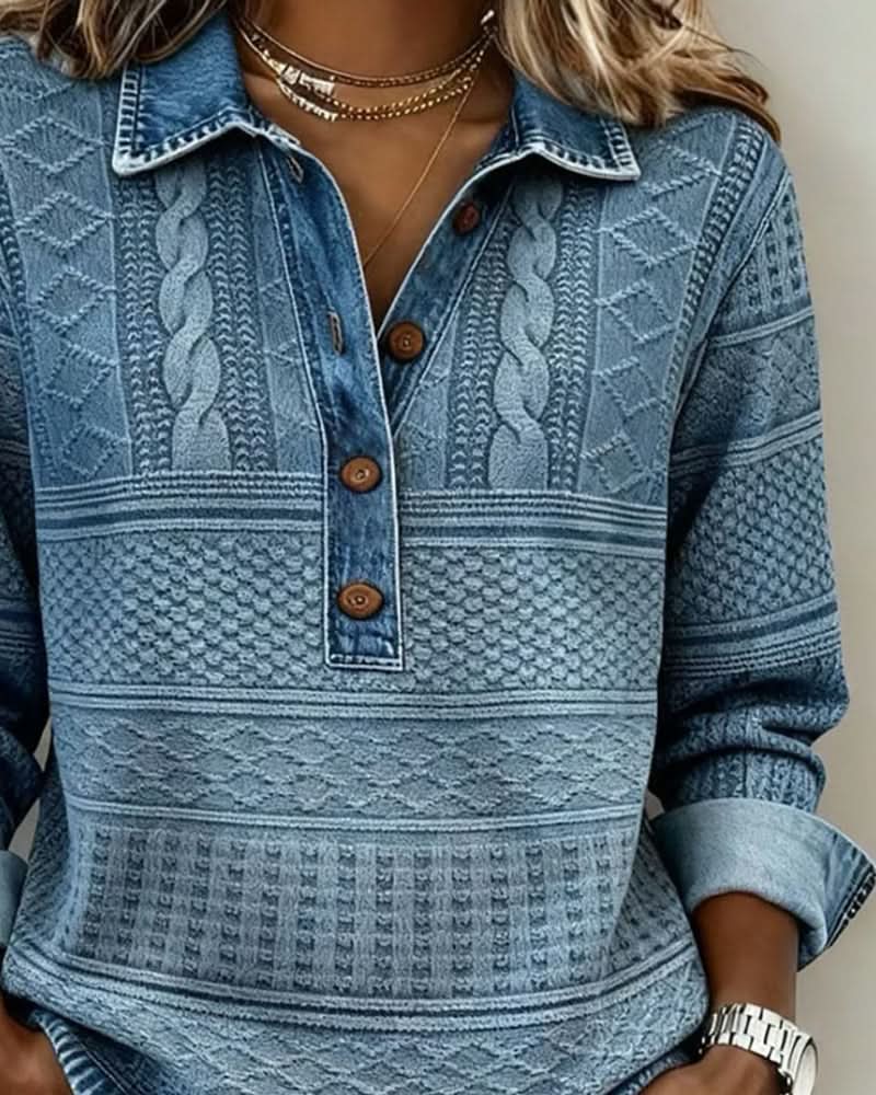 Dolores | Trendy Sweatshirt with Half Button and Collar