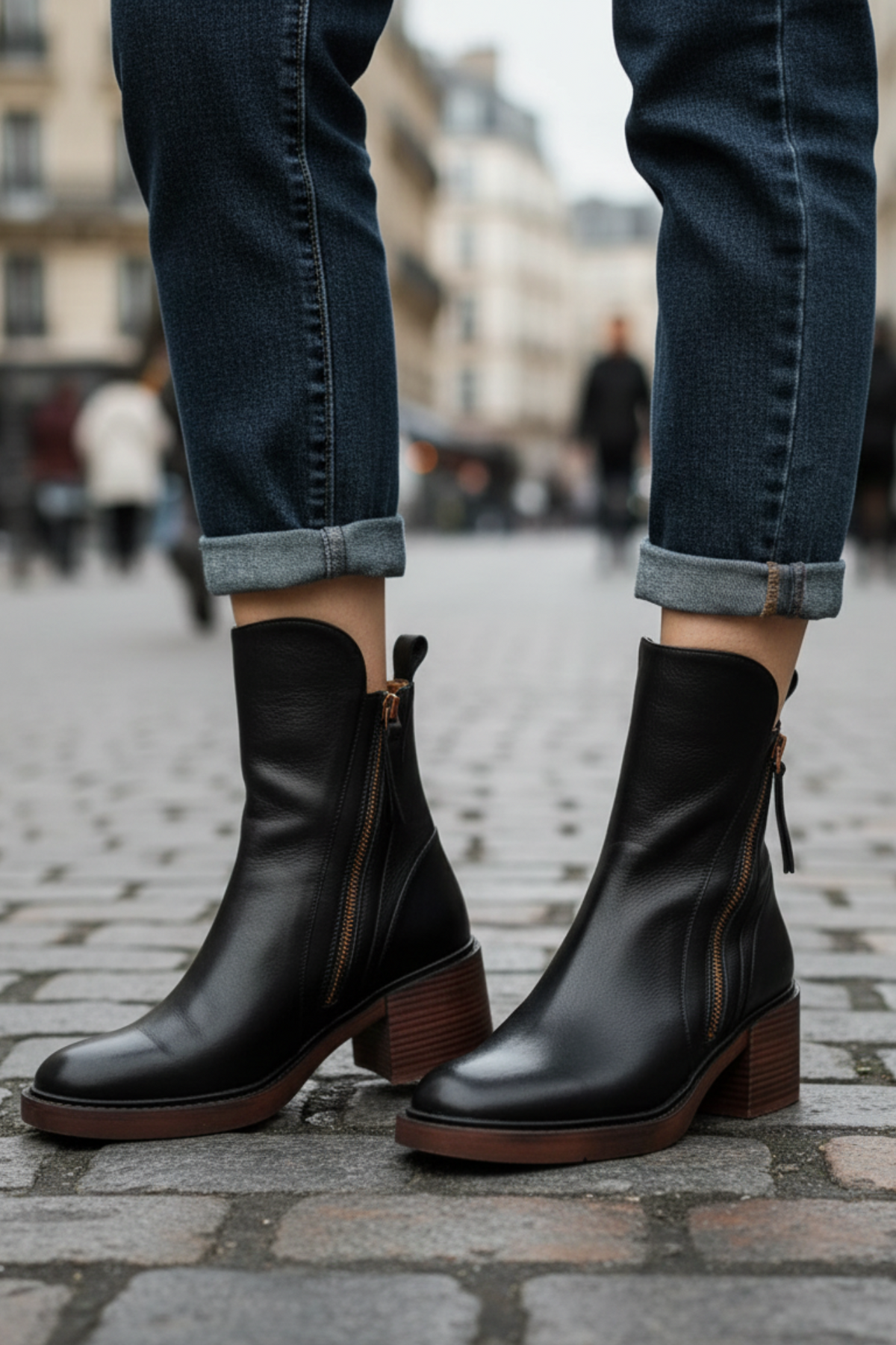 Penelope | Leather Block-Heel Boots
