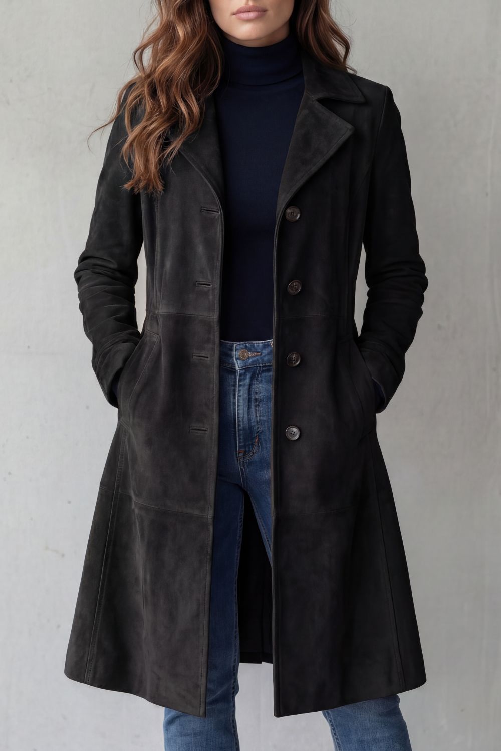 Diana | Vintage Suede-Finish Long Coat