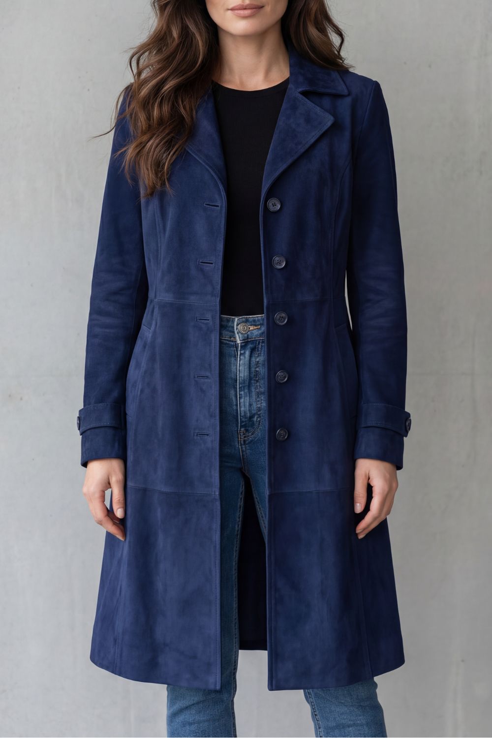 Diana | Vintage Suede-Finish Long Coat