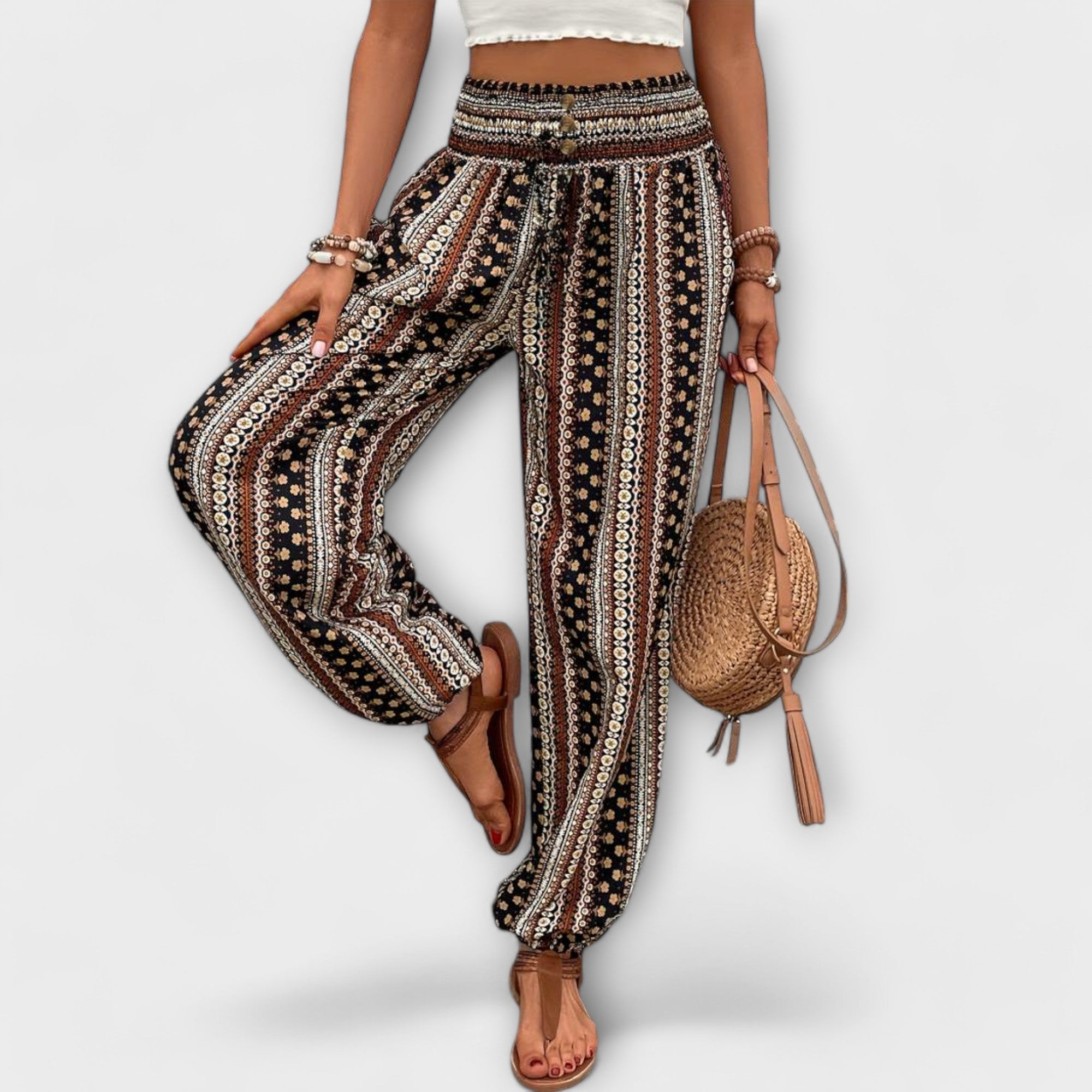 Scarlett - Trousers With Ethnic Graphic