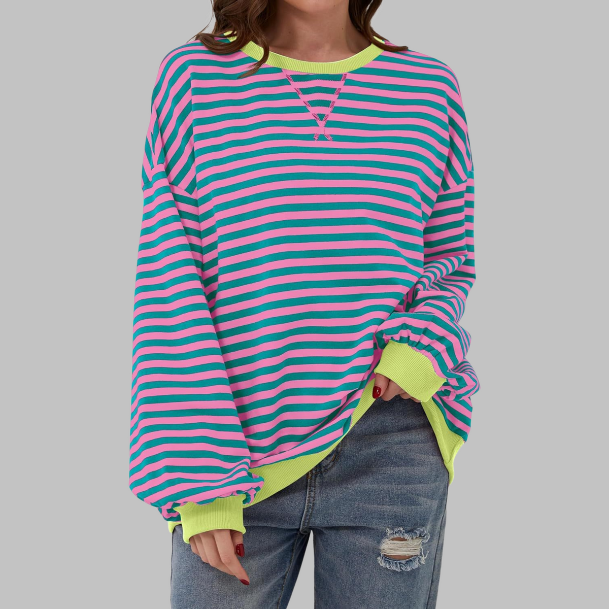 Penelope | Oversized Striped Sweatshirt