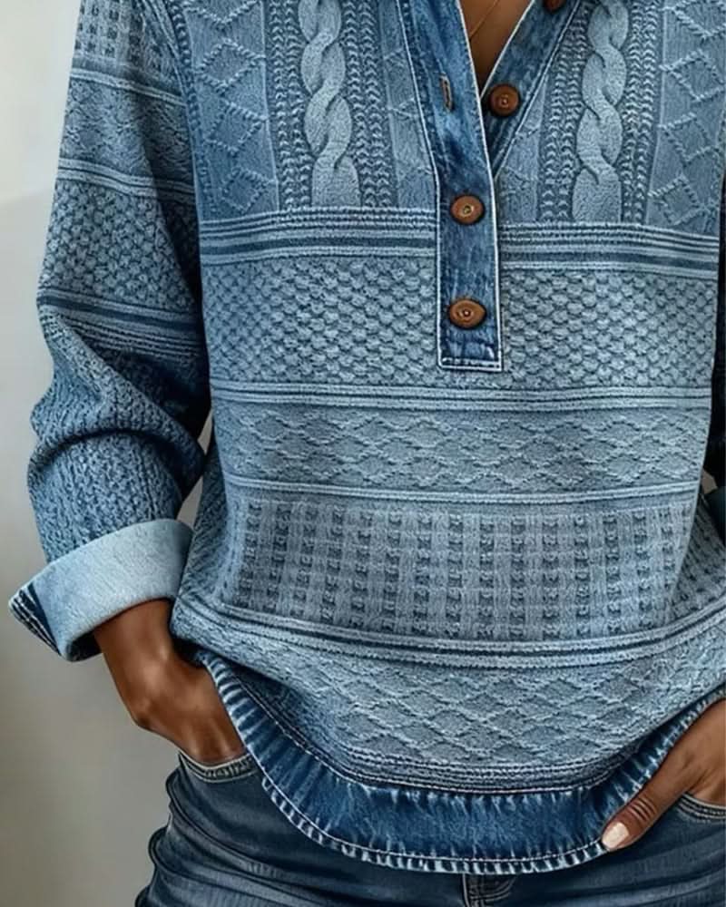 Dolores | Trendy Sweatshirt with Half Button and Collar