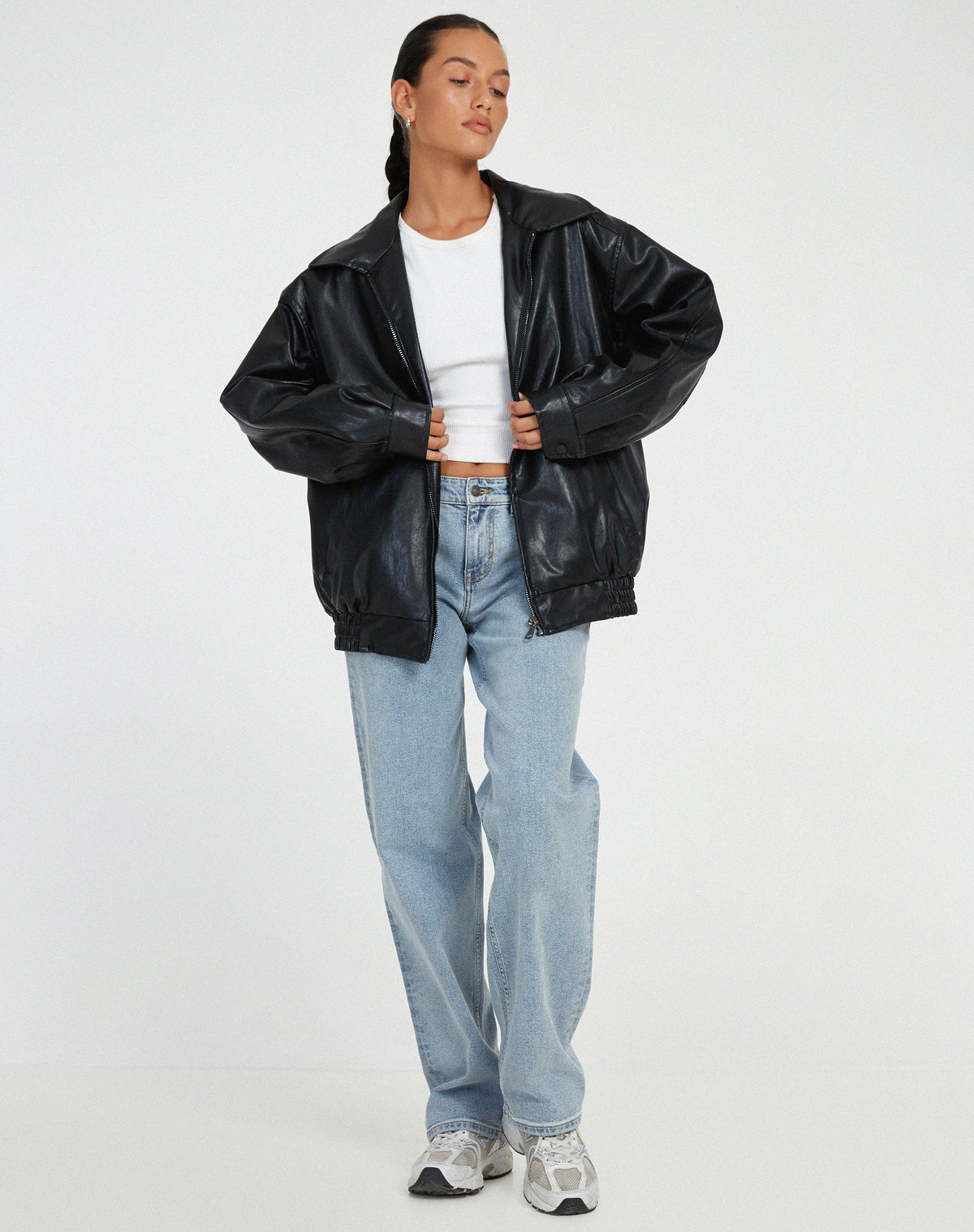 Sophia | Oversized Faux Leather Jacket