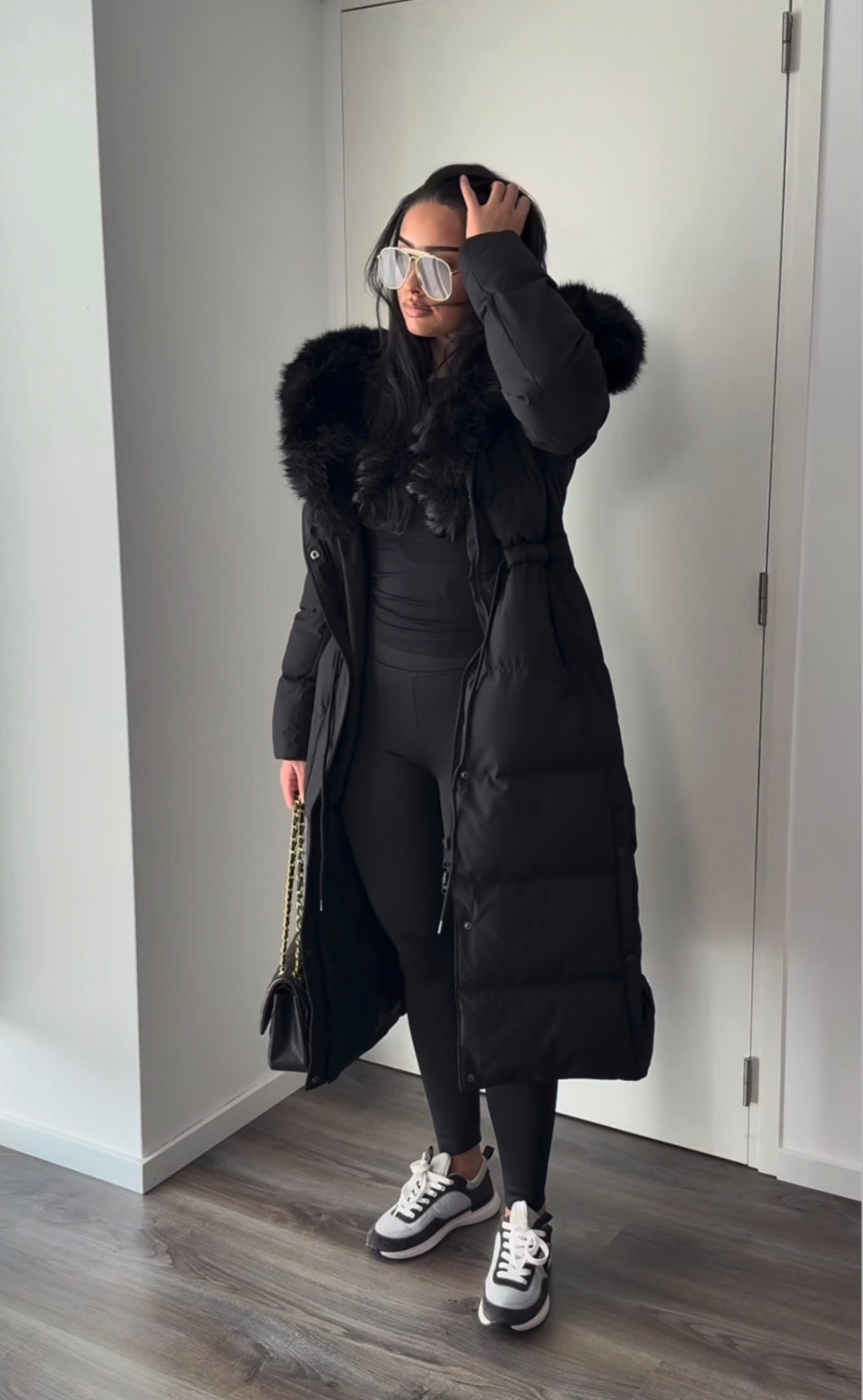 Louisa | Long Faux-Fur Hooded Puffer Coat