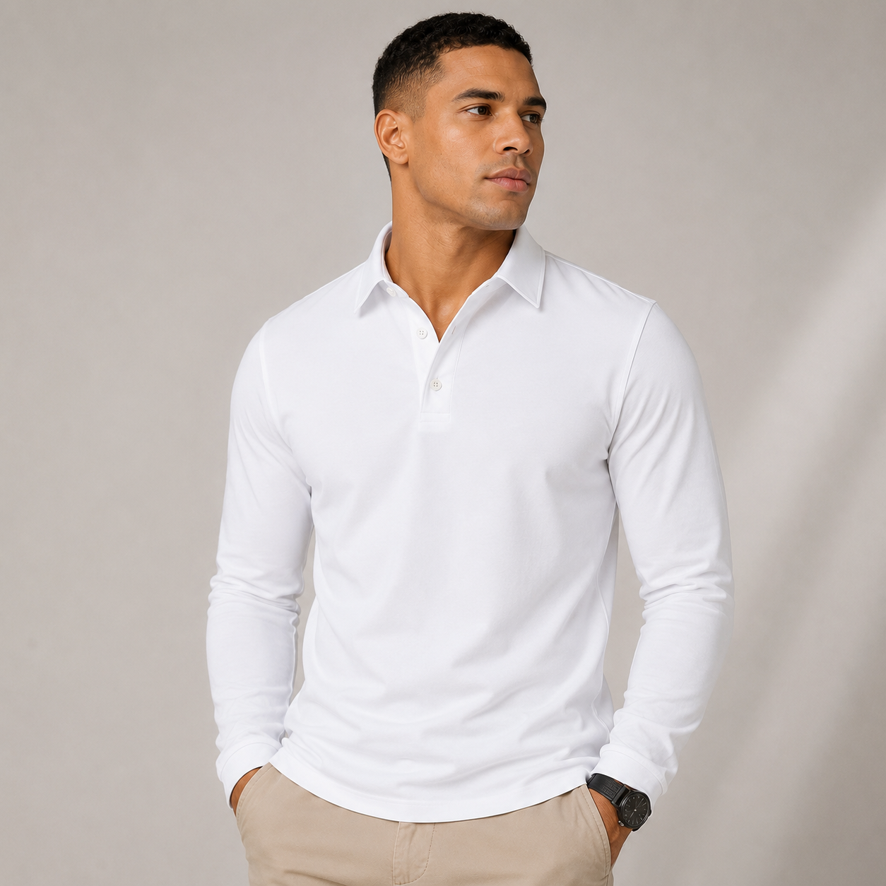 Long Sleeve Polo with Classic Collar