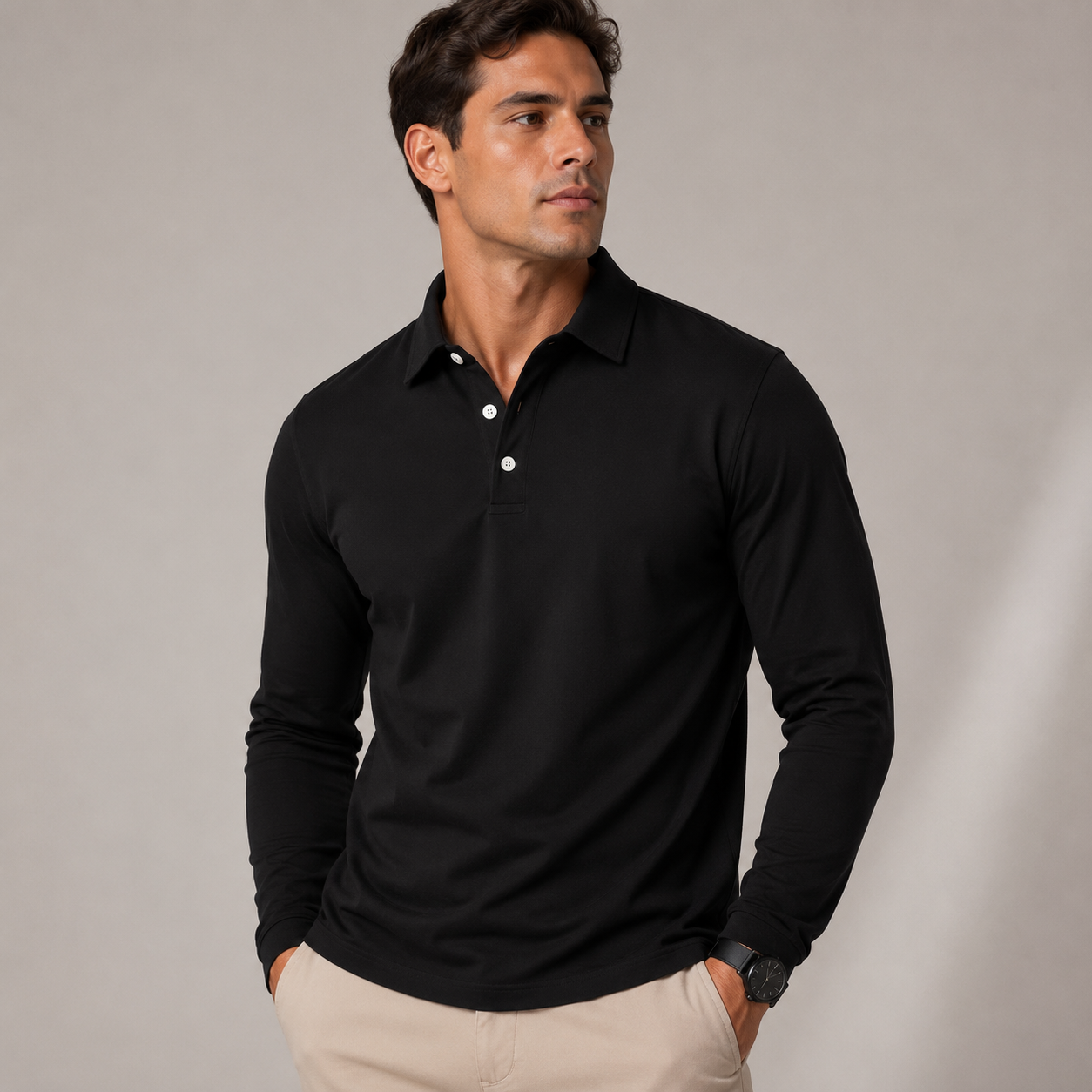 Long Sleeve Polo with Classic Collar