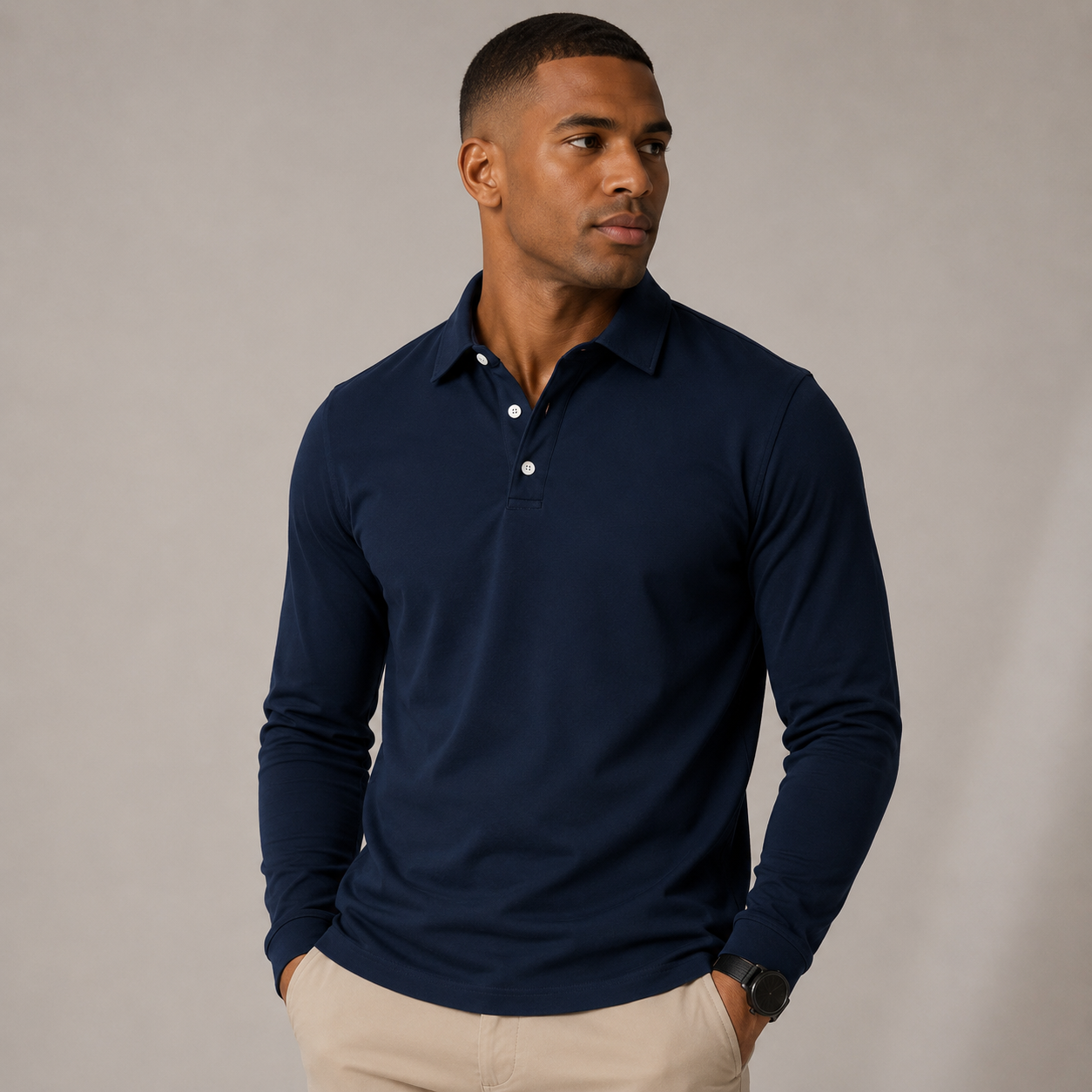 Long Sleeve Polo with Classic Collar
