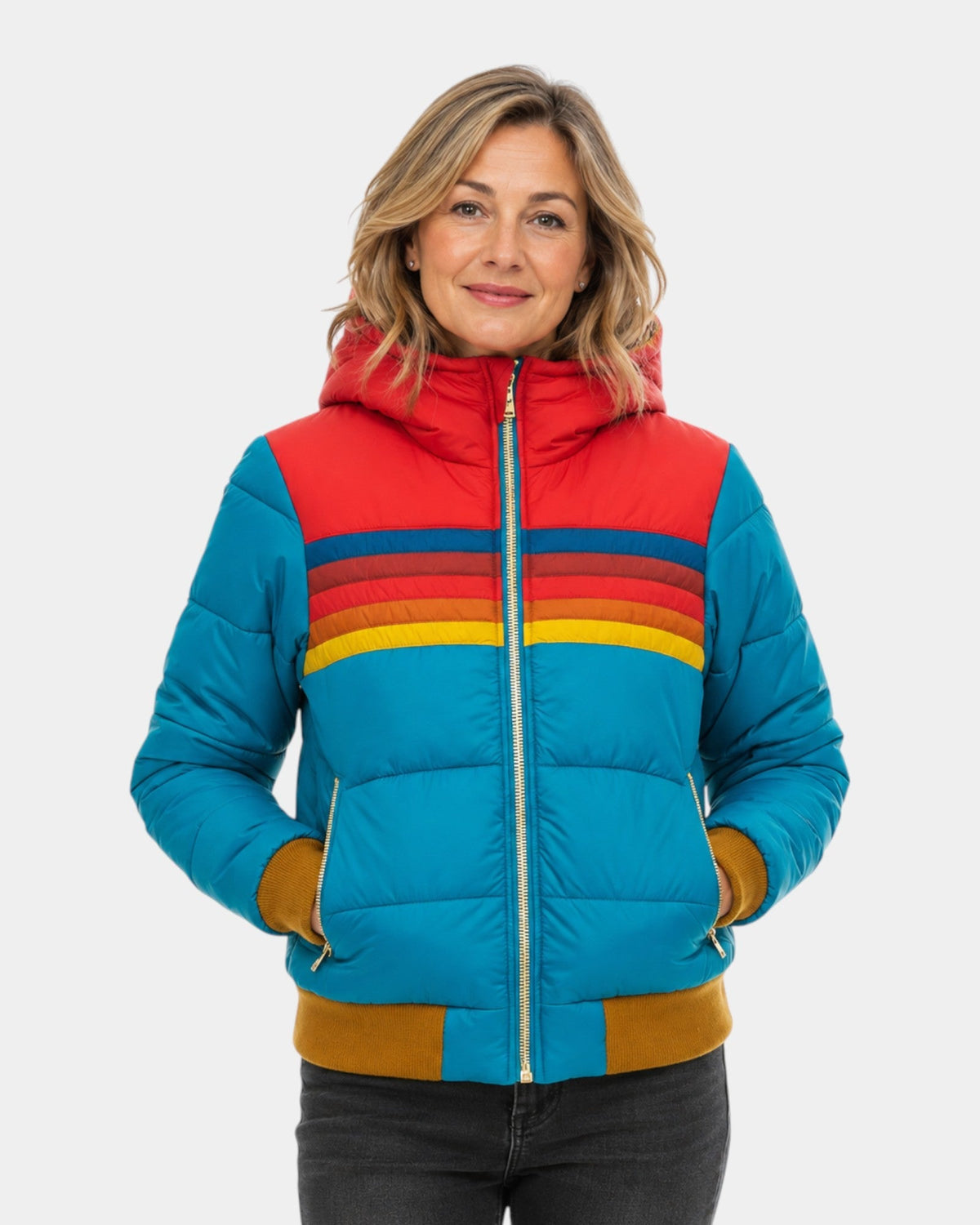 Olivia | Retro Striped Puffer Jacket