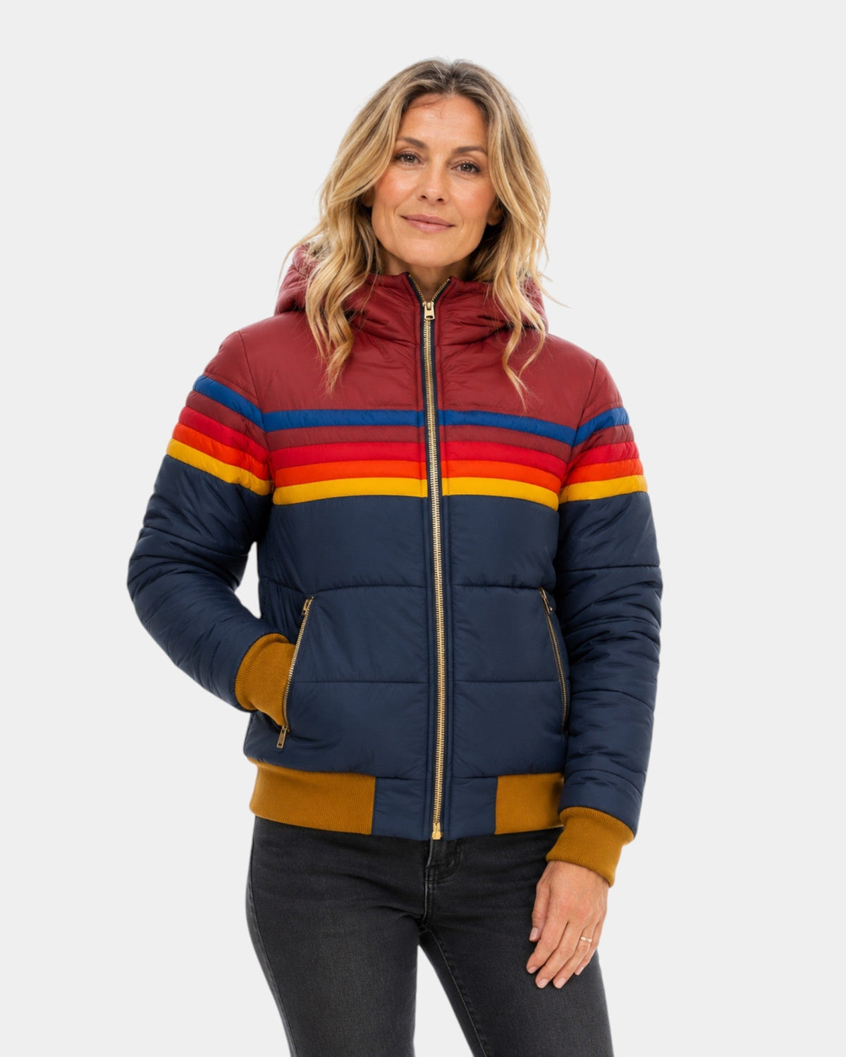 Olivia | Retro Striped Puffer Jacket