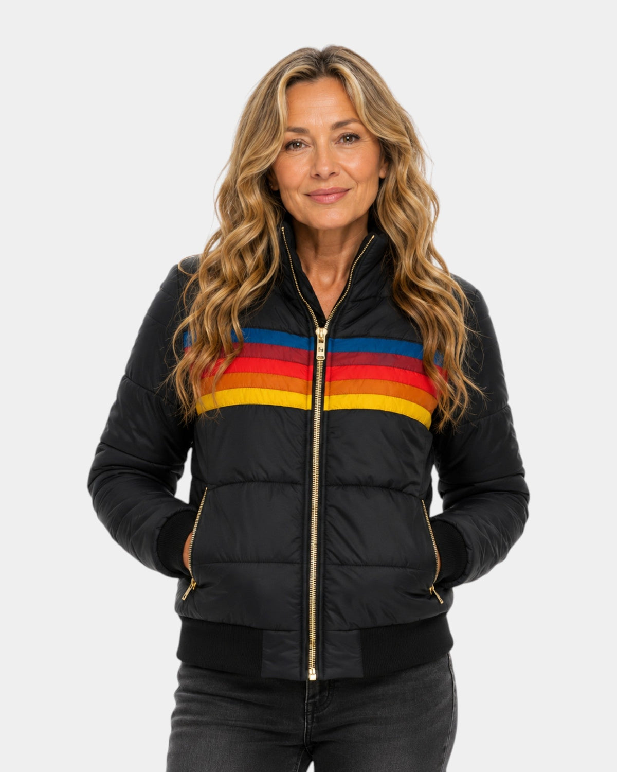 Olivia | Retro Striped Puffer Jacket