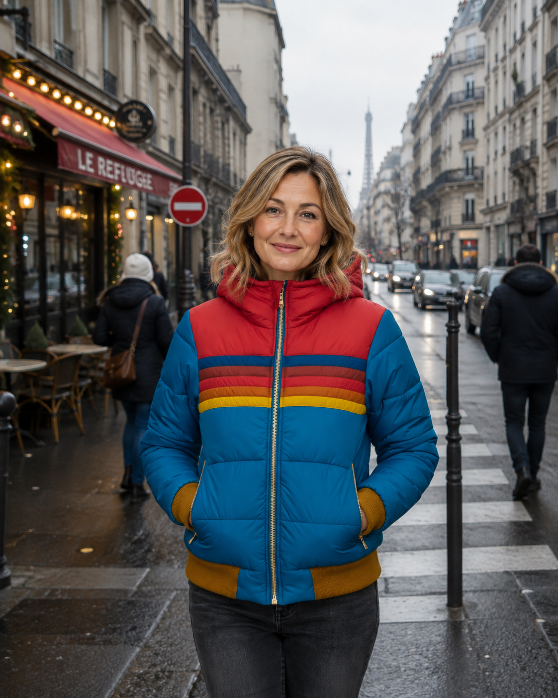 Olivia | Retro Striped Puffer Jacket