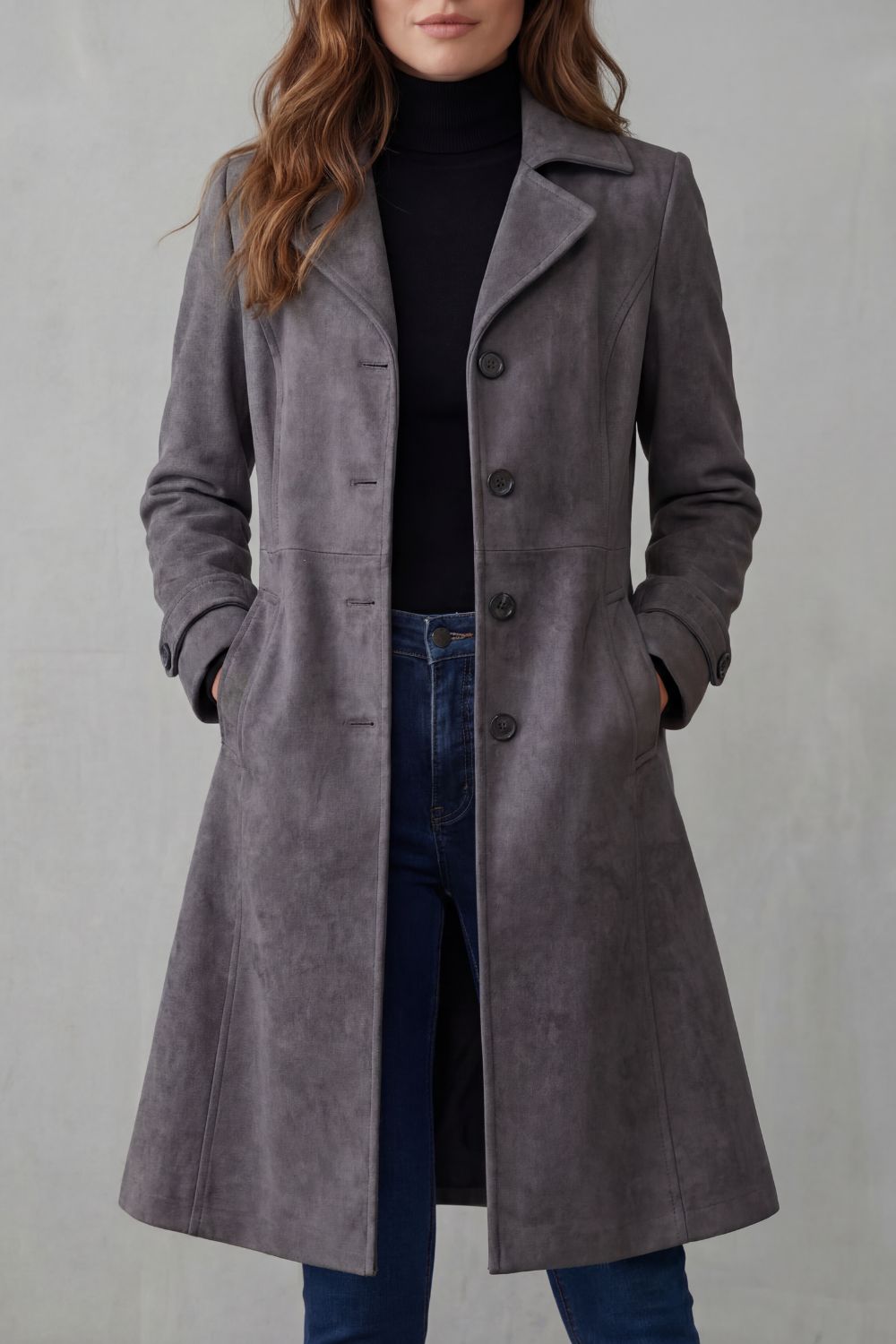 Diana | Vintage Suede-Finish Long Coat
