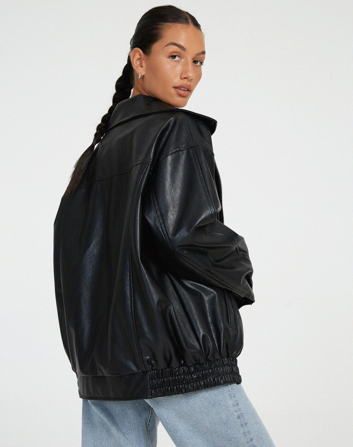 Sophia | Oversized Faux Leather Jacket
