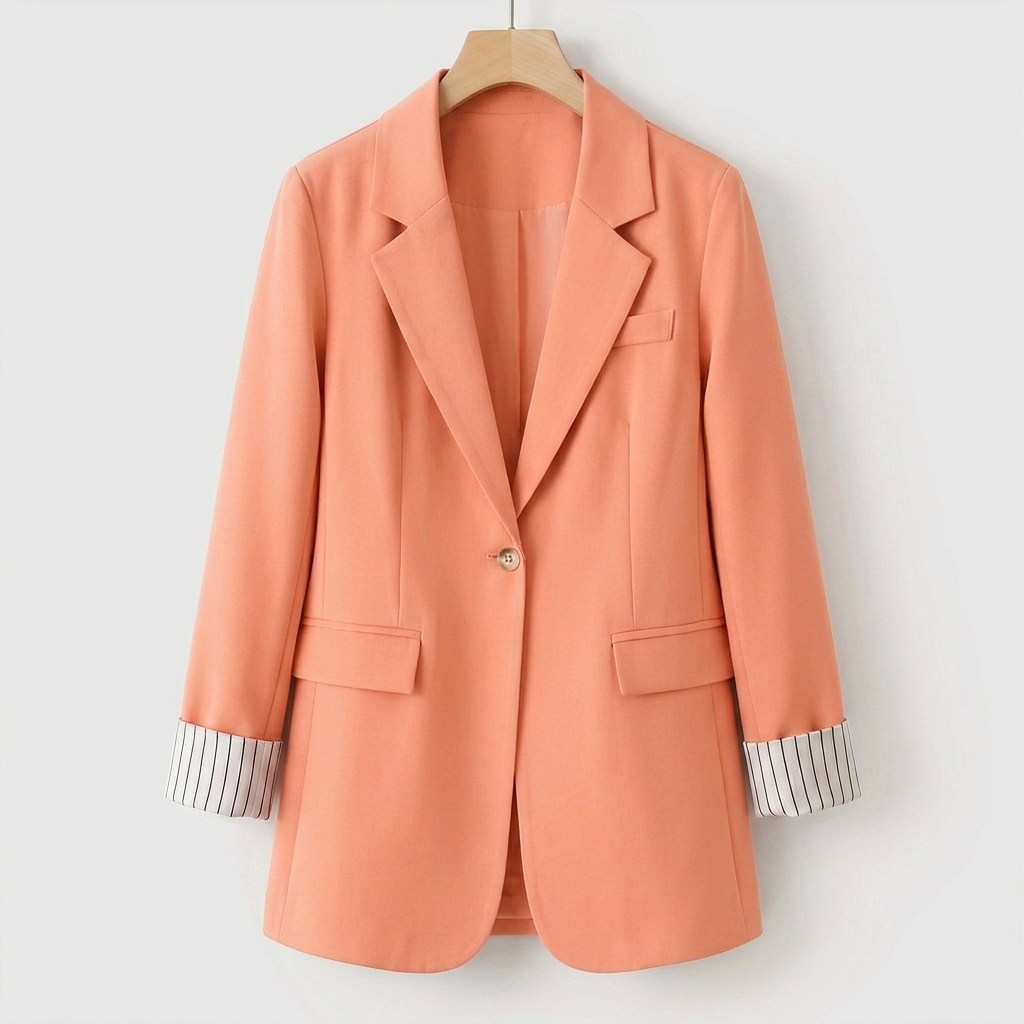Gillian - Classy Button Front Long Sleeve Office Blazer Coat