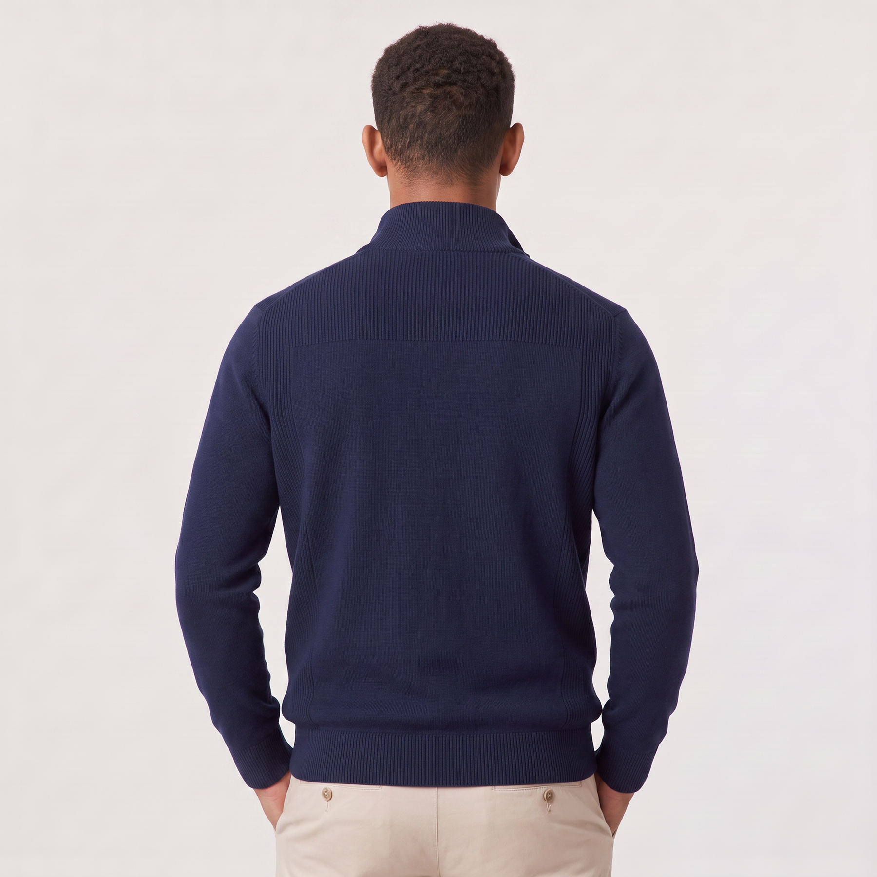 Men's Quarter Zip Sweater Knitted Stand Collar Long Sleeve Casual Autumn Layering Top