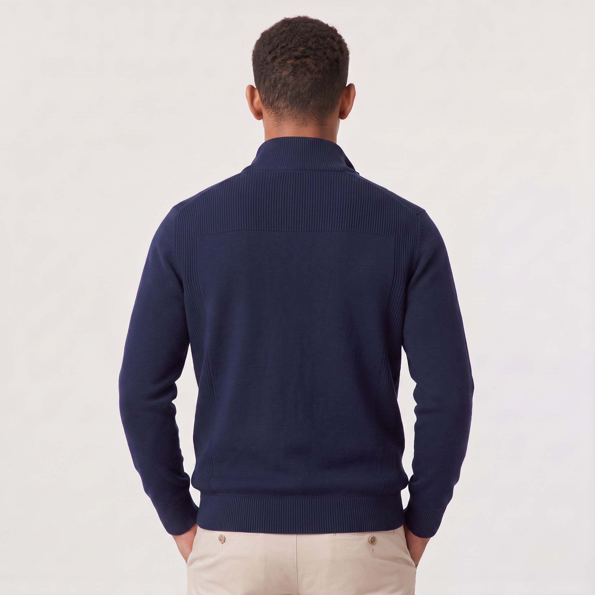 Men's Quarter Zip Sweater Knitted Stand Collar Long Sleeve Casual Autumn Layering Top