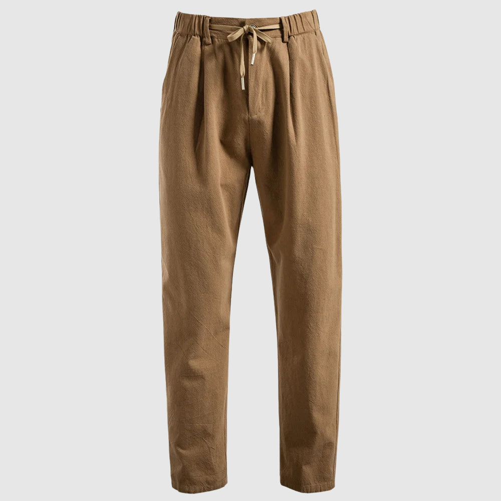 Men's Linen Trousers Wide Leg Drawstring Elastic Waist Breathable Summer Holiday Beach Casual Otis