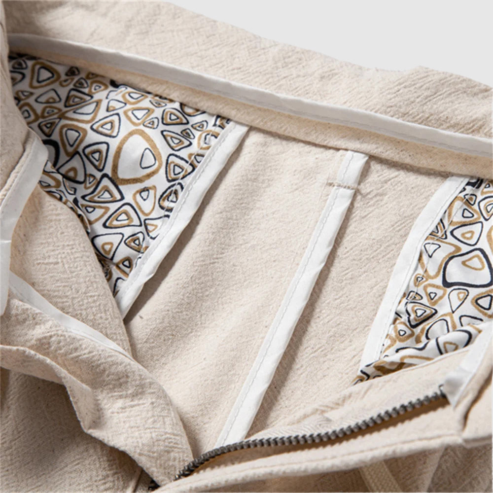 Men's Linen Trousers Wide Leg Drawstring Elastic Waist Breathable Summer Holiday Beach Casual Otis