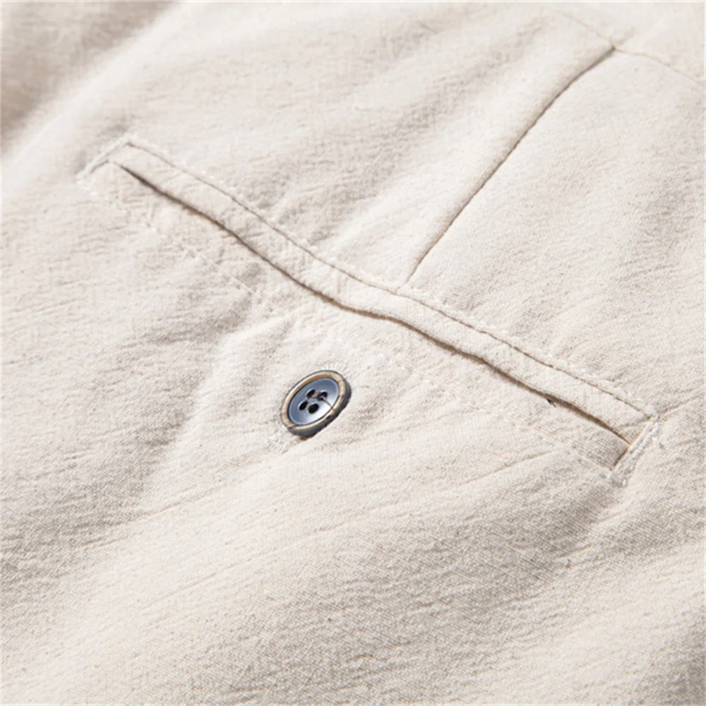Men's Linen Trousers Wide Leg Drawstring Elastic Waist Breathable Summer Holiday Beach Casual Otis
