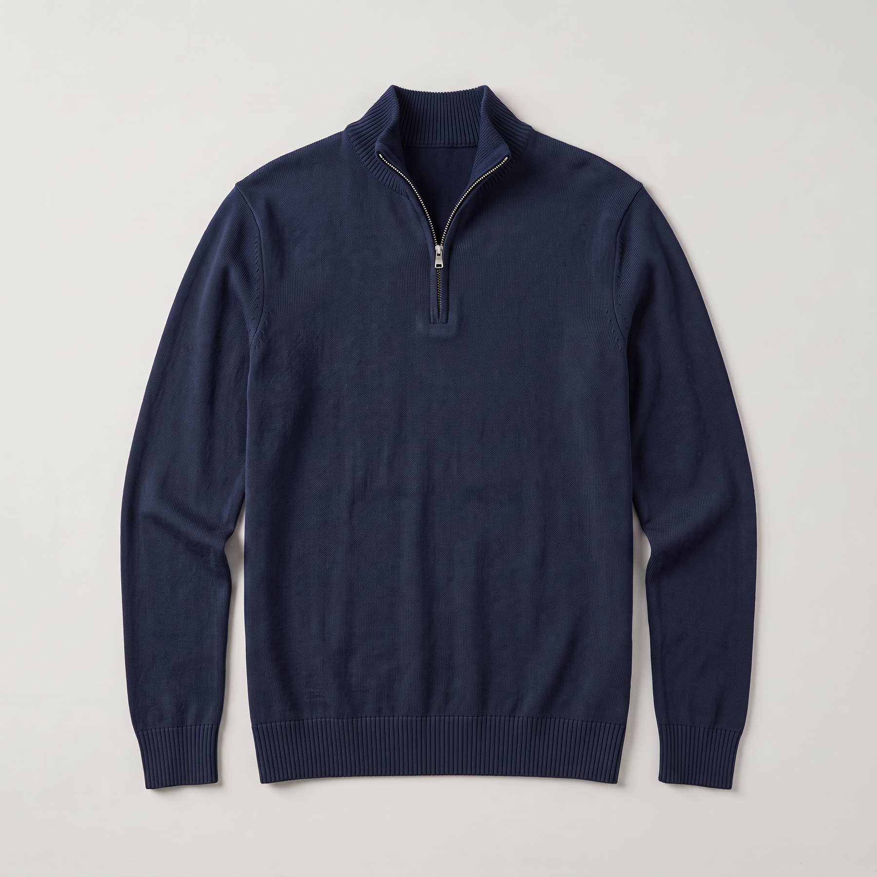 Men's Quarter Zip Sweater Knitted Stand Collar Long Sleeve Casual Autumn Layering Top