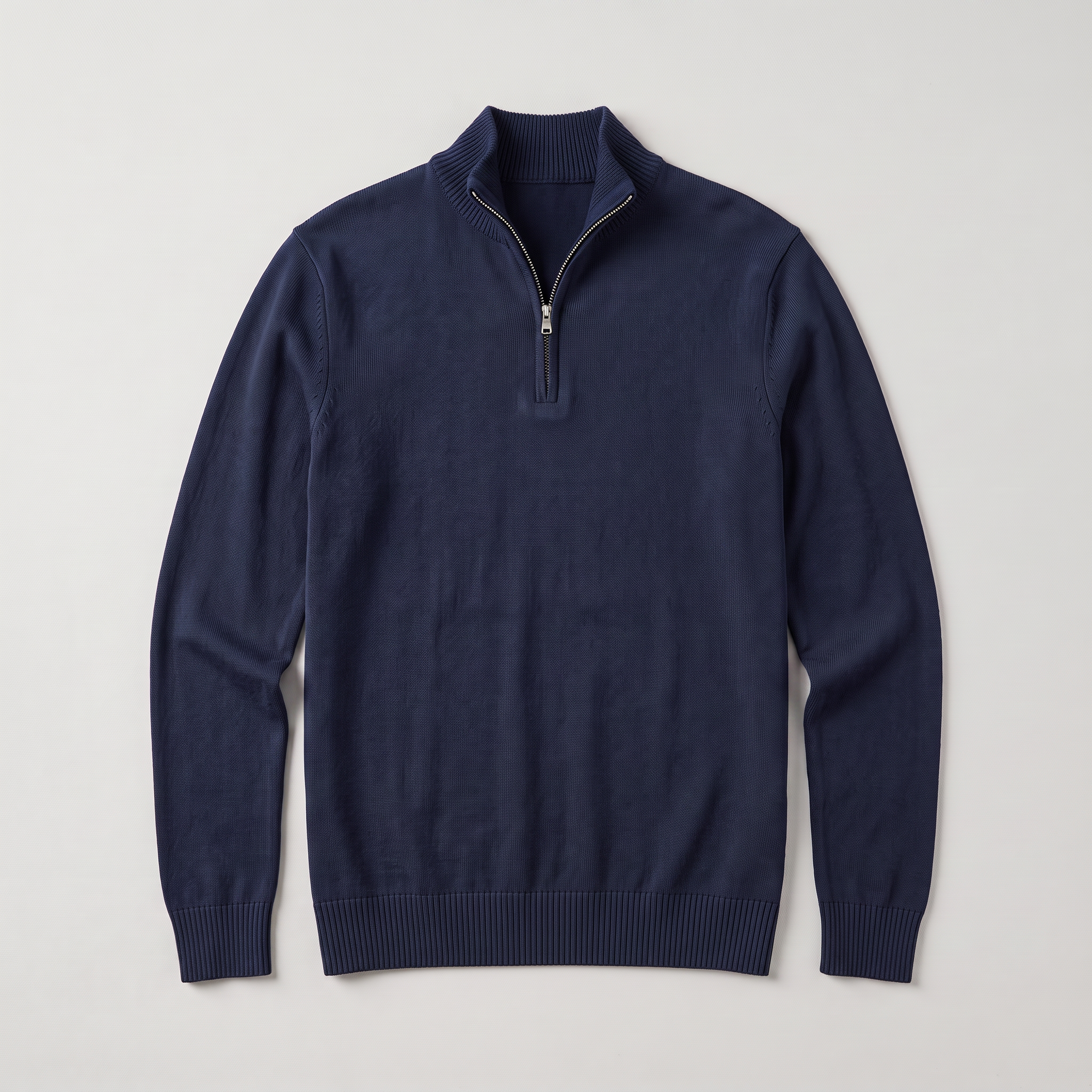 Men's Quarter Zip Sweater Knitted Stand Collar Long Sleeve Casual Autumn Layering Top
