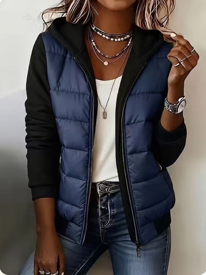 Nina | Quilted Colour-Block Hooded Jacket