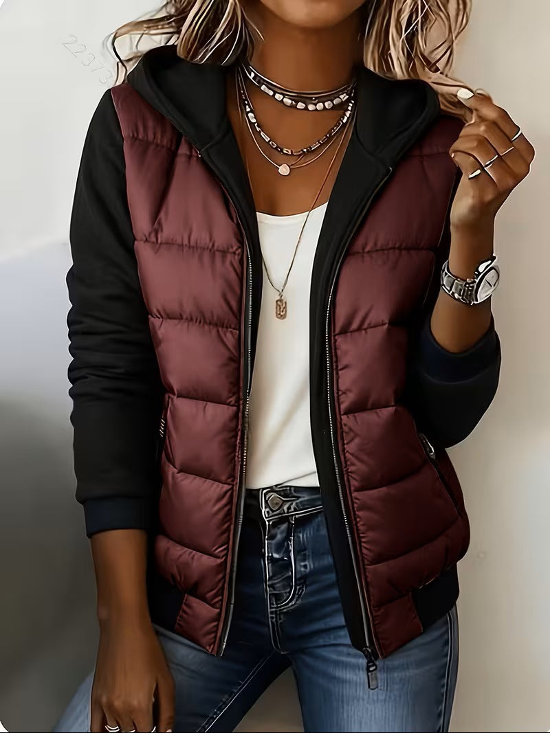Nina | Quilted Colour-Block Hooded Jacket