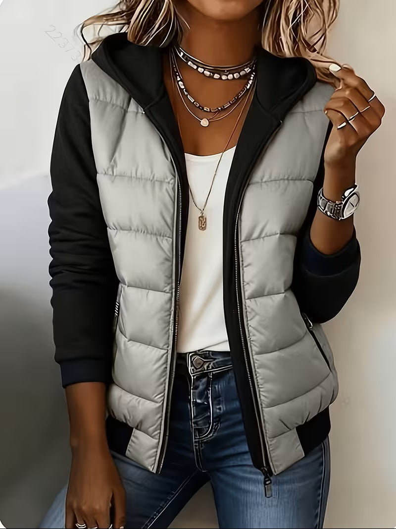 Nina | Quilted Colour-Block Hooded Jacket