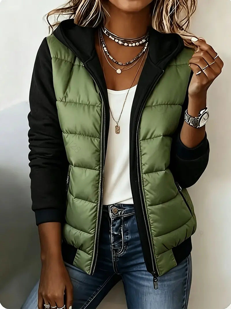 Nina | Quilted Colour-Block Hooded Jacket