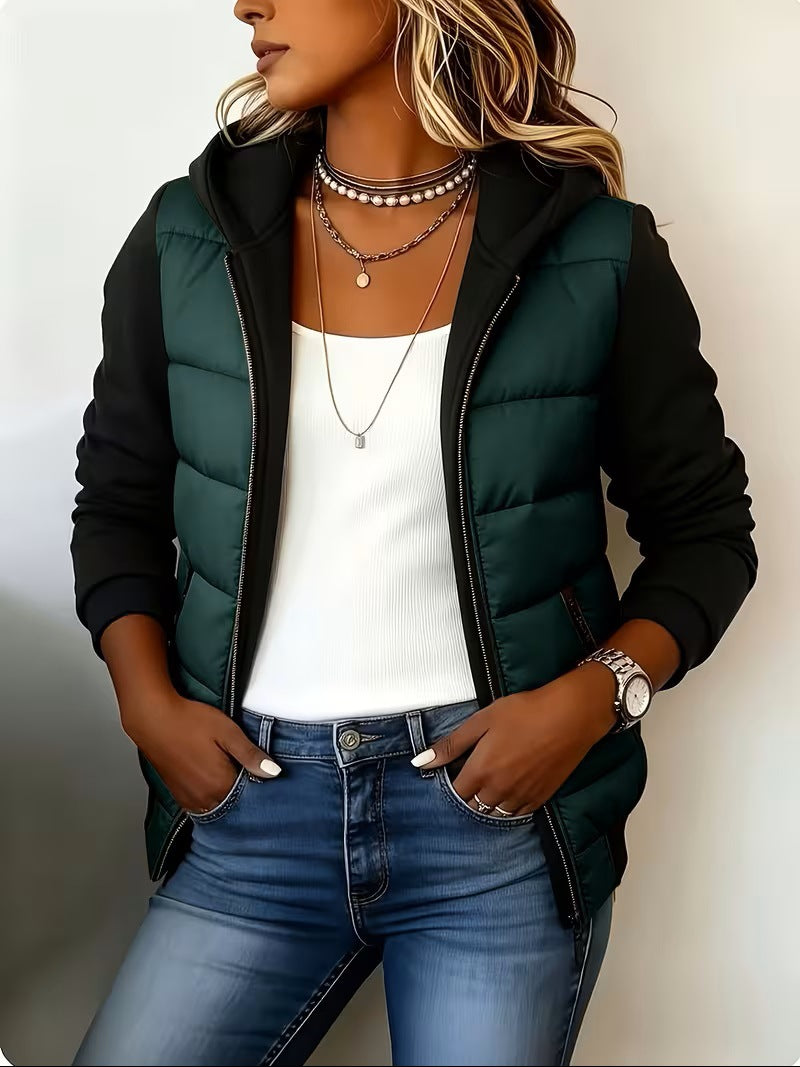 Nina | Quilted Colour-Block Hooded Jacket