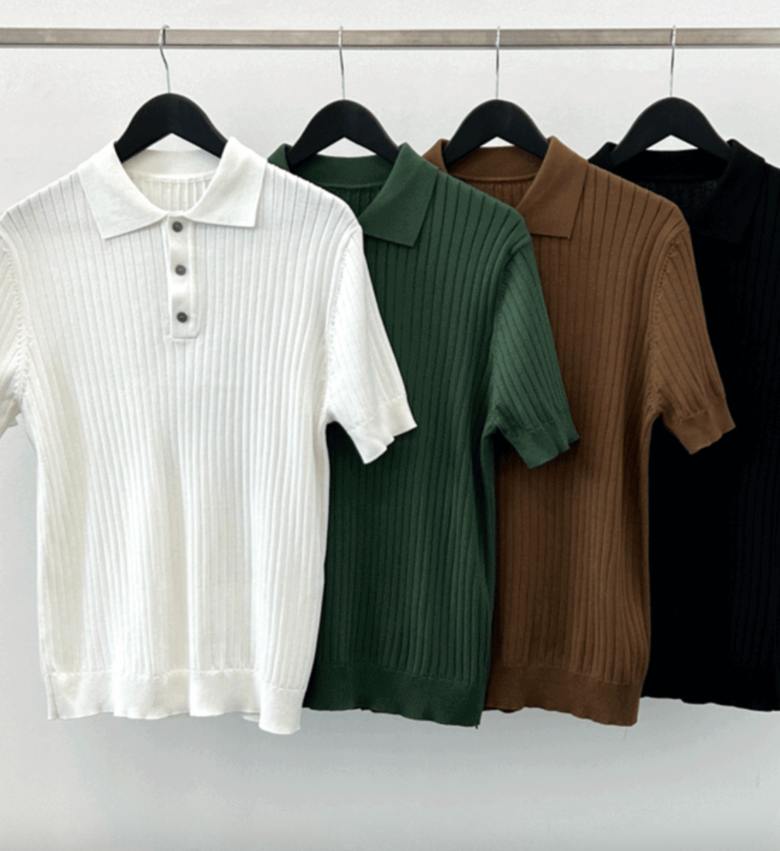 Ribbed Knit Polo