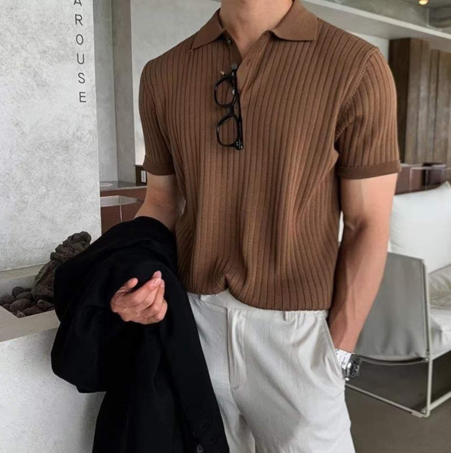 Ribbed Knit Polo