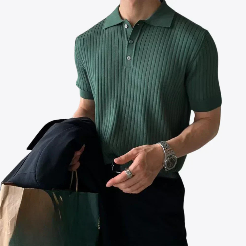 Ribbed Knit Polo