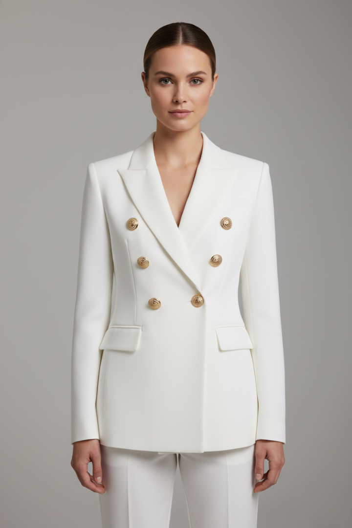 Rebecca | Women’s Double-Breasted Blazer with Gold-Tone Button Details