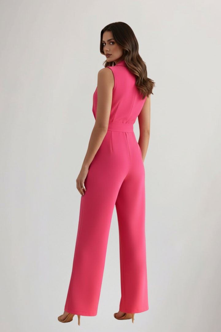 Kimberly | Women’s V-Neck Sleeveless Tie-Waist Jumpsuit