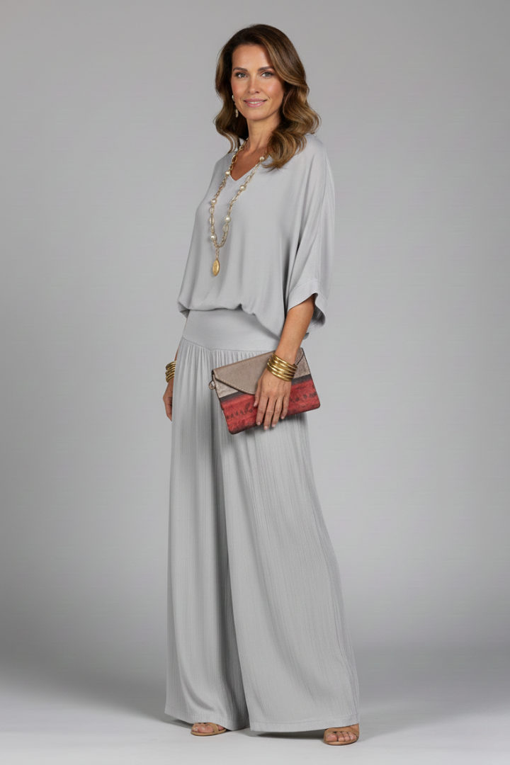 Natalie | Women’s Chiffon Two-Piece Wide-Leg Set