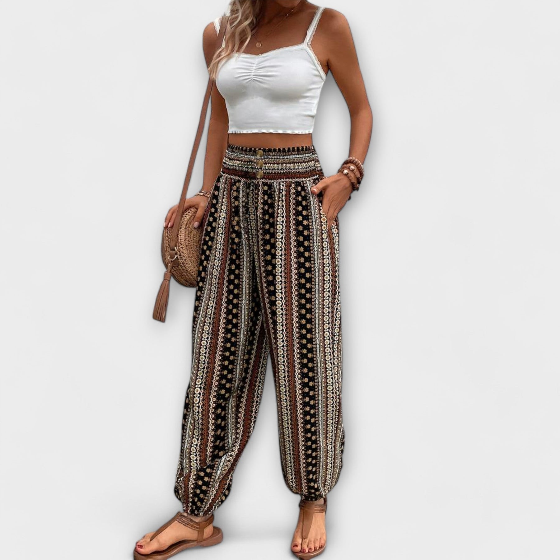 Scarlett - Trousers With Ethnic Graphic