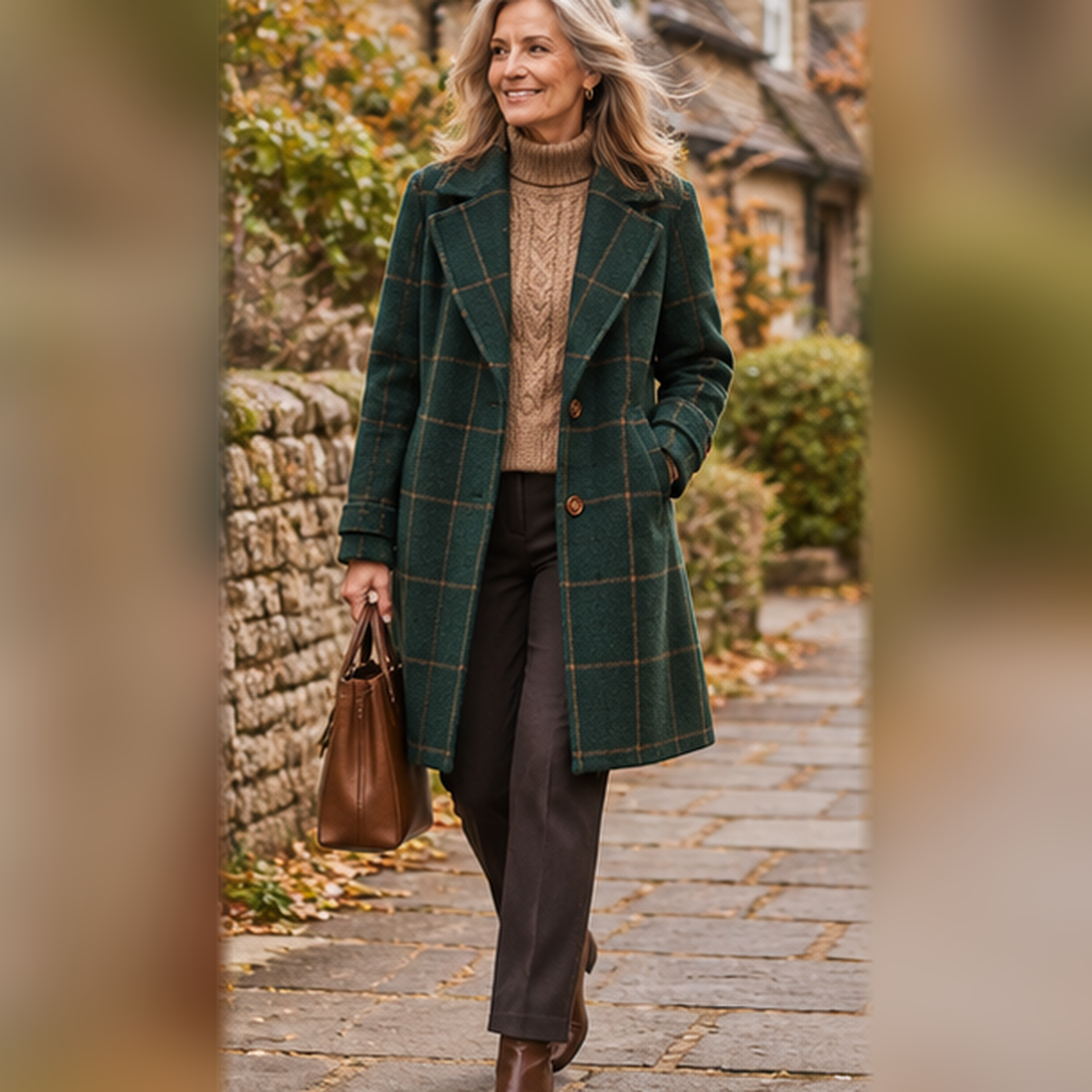 Elena – Classic Checked Coat