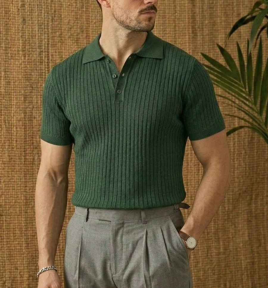 Ribbed Knit Polo