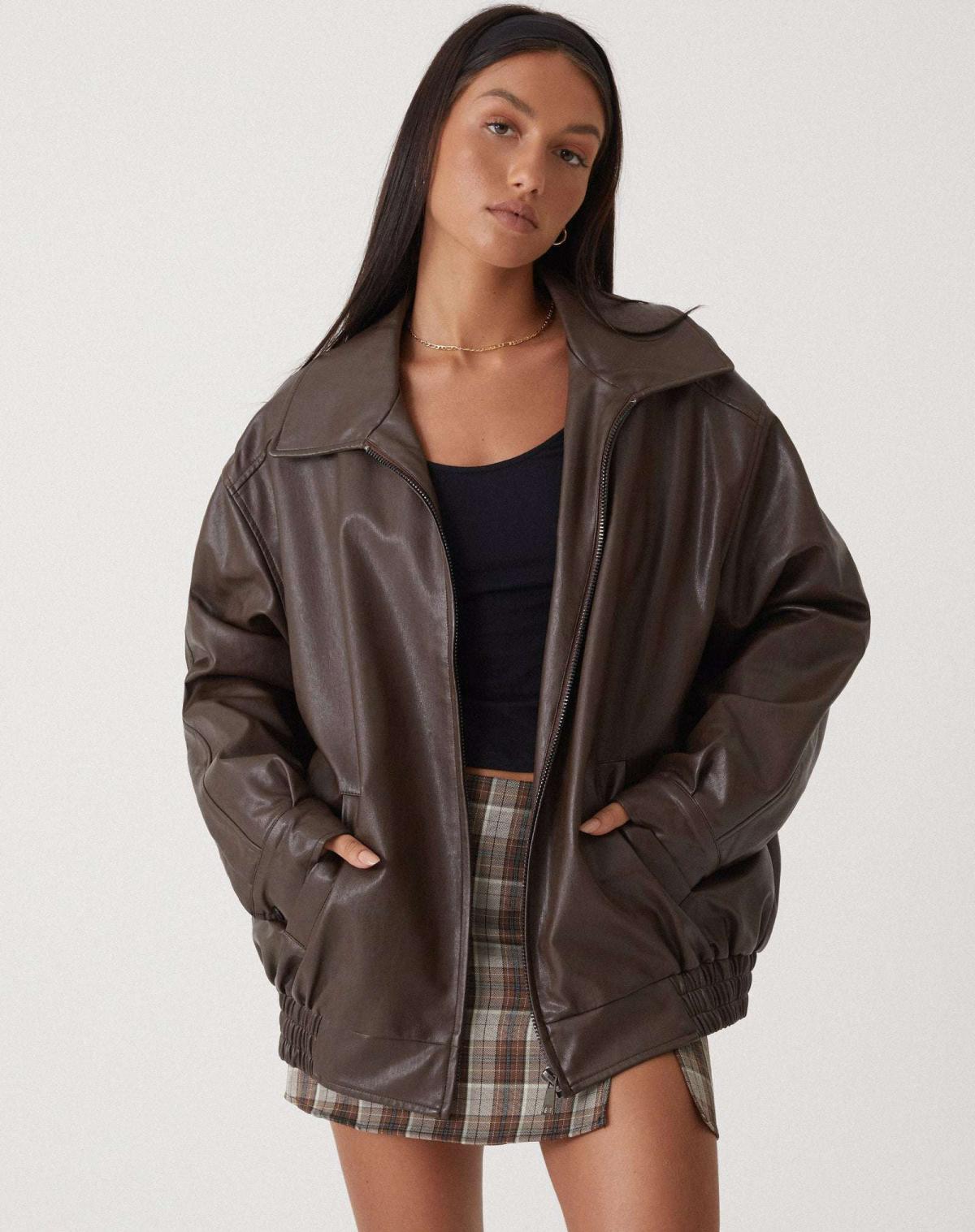 Sophia | Oversized Faux Leather Jacket
